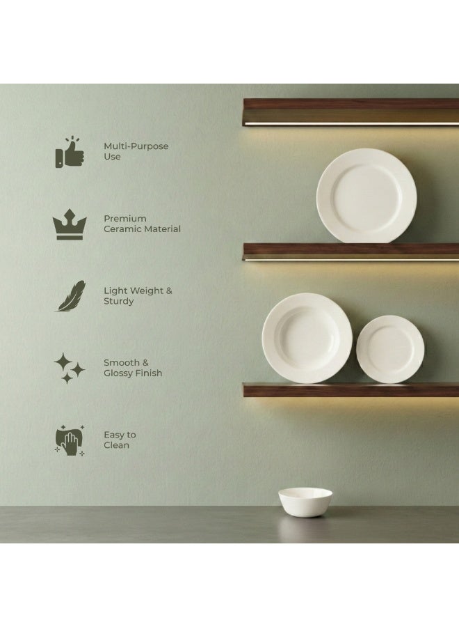 Luminarc White 4 PCS Ceramic Dinner Set  Soup Plate 22cm Dinner Plate 24cm Dessert Plate 19cm Bowl 9.5cm Tableware Set for Home & Restaurant - Image 4